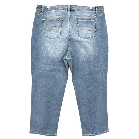 NWT Time & Tru Women's Straight Leg High Rise Blue Stretch Jeans Plus Size 24 - Picture 2 of 9